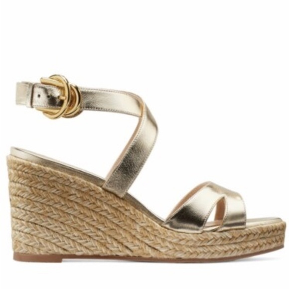 NWOT Stuart Weitzman Gold Zuzu wedge sandals - Picture 3 of 13